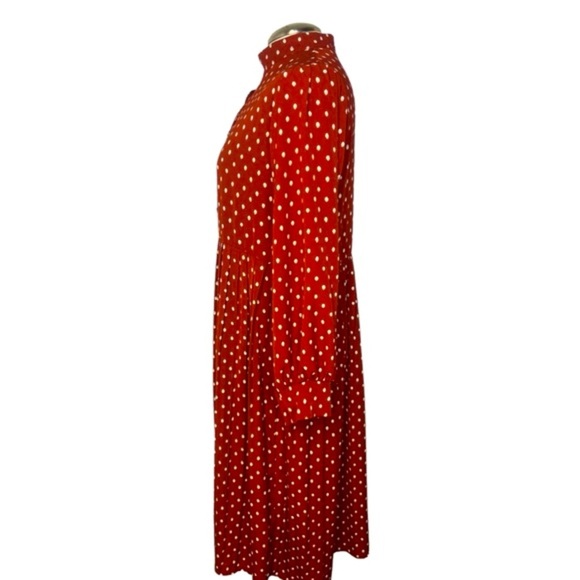 Polka Dot Kate Middleton Inspired Long Sleeve Maxi Shirt Dress - Picture 2 of 10
